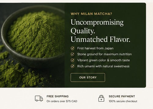 Vibrant green matcha powder
